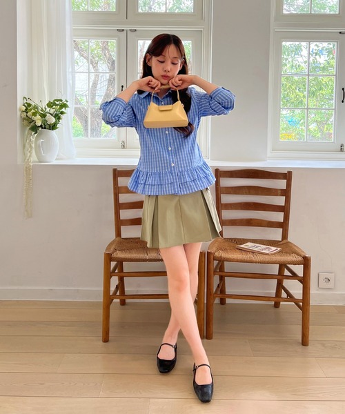 by muni:r ブラウス シャツ 「着用動画あり・2色展開」フリルヘム