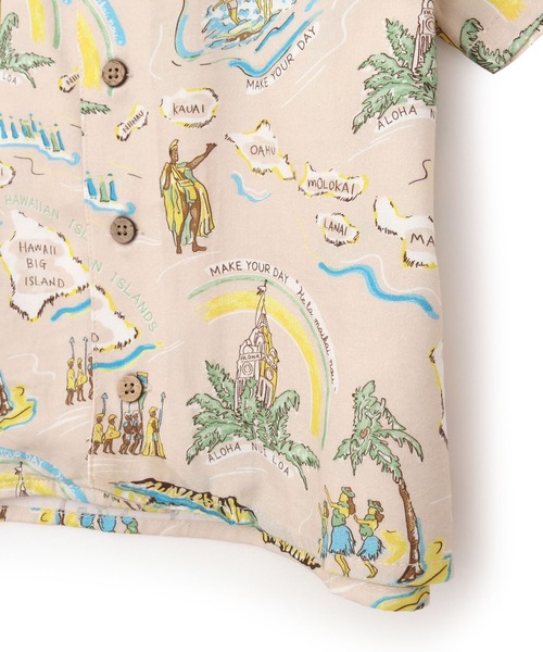 「MAKE YOUR DAY」 半袖シャツ M ベージュ メンズ_画像5