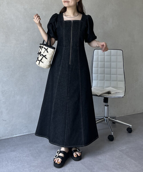 prose verse（プロズヴェール） 半袖ワンピース MEDIUM ブラック