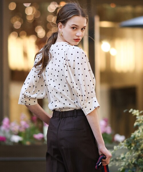「DRESSTERIOR」 半袖ブラウス 34 ベージュ レディースの画像