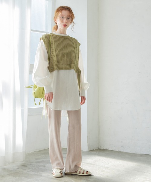 「Crisp」 イージーパンツ FREE イエロー レディース_画像2