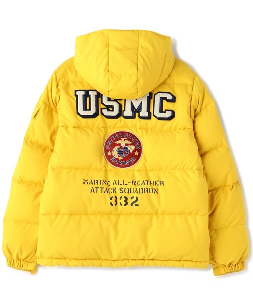 AVIREX USMC クラシック ダウンジャケット M グリーン × イエロー AVIREX USMC クラシック ダウンジャケット M グリーン × イエロー