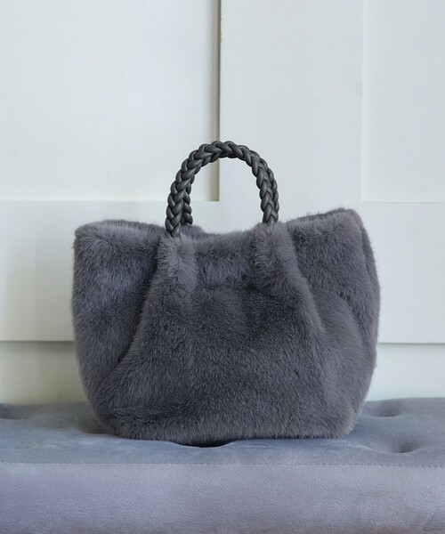 Tiaclasse ハンドバッグ 三つ編みハンドルファーバッグ : ZOZOTOWN