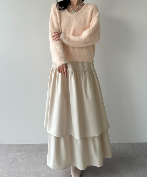 「JUNOAH」 キャミソールワンピース LARGE グレー レディース_画像6