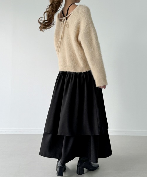 「JUNOAH」 キャミソールワンピース LARGE グレー レディース_画像9