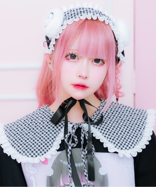familiar チェック柄 つけ襟 S グリーン つけ襟 付け襟 スクエア チェック柄 レトロ レディース ツケエリ 女性