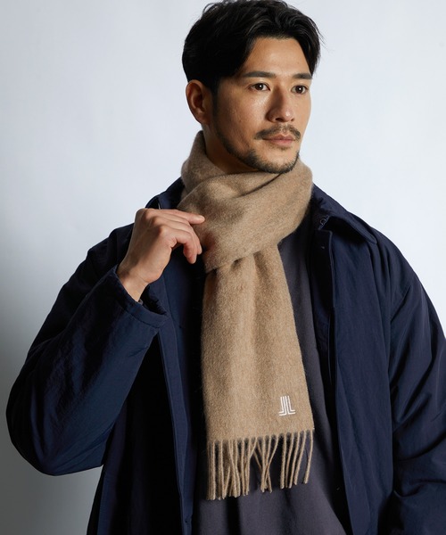 LANVIN en Bleu マフラー ワンポイントロゴ カシミヤマフラー メンズ