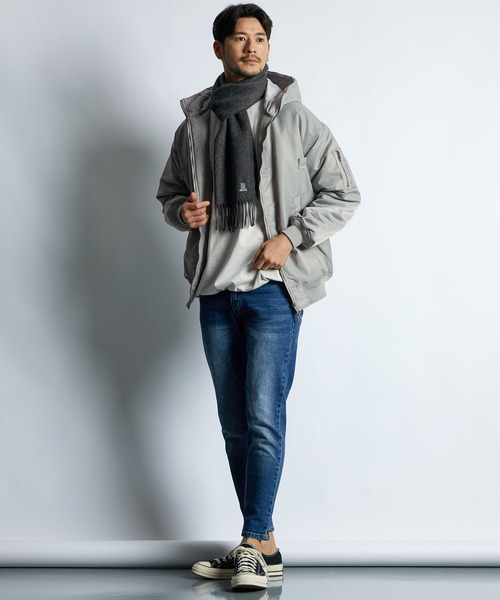 LANVIN en Bleu マフラー ワンポイントロゴ カシミヤマフラー メンズ