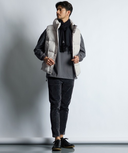LANVIN en Bleu カシミア100% マフラー グレー LANVIN en Bleu マフラー ワンポイントロゴ カシミヤマフラー メンズ