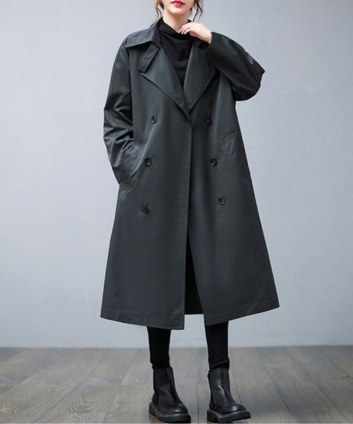 ReRe トレンチコート コート ノッチドラペル×ダブルヨークロング