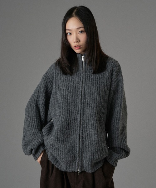 ONCILY（オンシェリー） セーター ニット STRUCTURED RIB ZIP KNIT