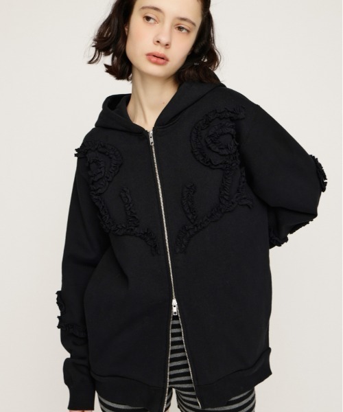 SLY（スライ） パーカー FRILL ZIP UP HOODIE フリルジップアップ