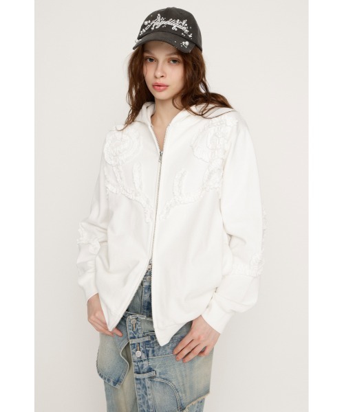 SLY（スライ） パーカー FRILL ZIP UP HOODIE フリルジップアップ