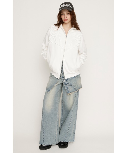 SLY（スライ） パーカー FRILL ZIP UP HOODIE フリルジップアップ