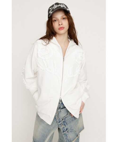 SLY（スライ） パーカー FRILL ZIP UP HOODIE フリルジップアップ