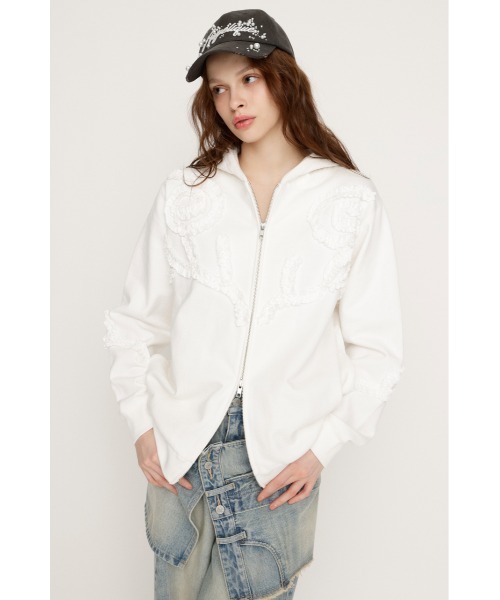 SLY（スライ） パーカー FRILL ZIP UP HOODIE フリルジップアップ