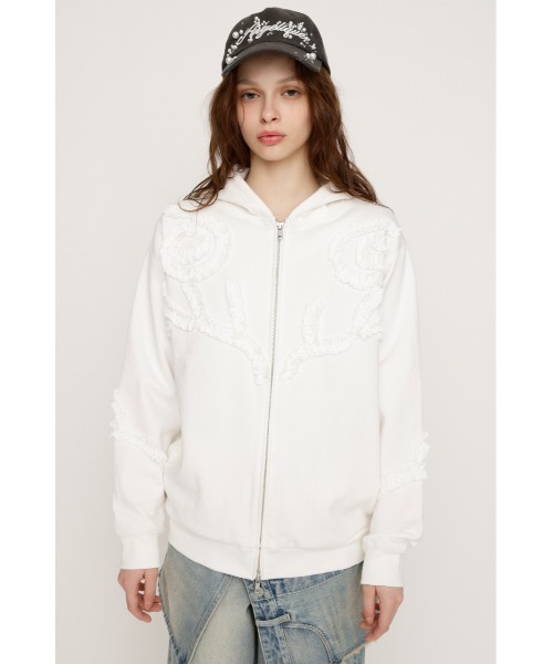 SLY（スライ） パーカー FRILL ZIP UP HOODIE フリルジップアップ