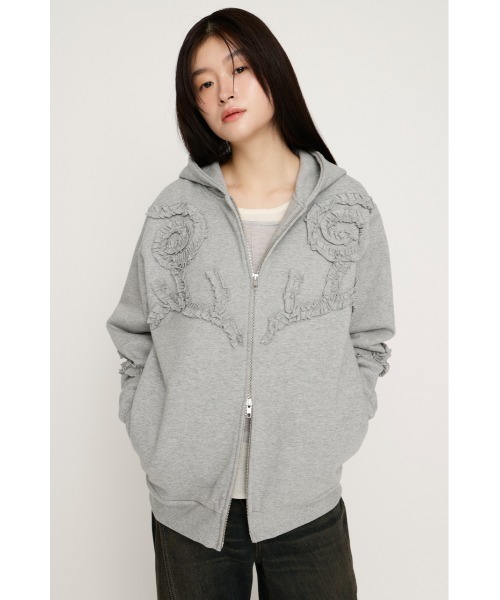 SLY（スライ） パーカー FRILL ZIP UP HOODIE フリルジップアップ