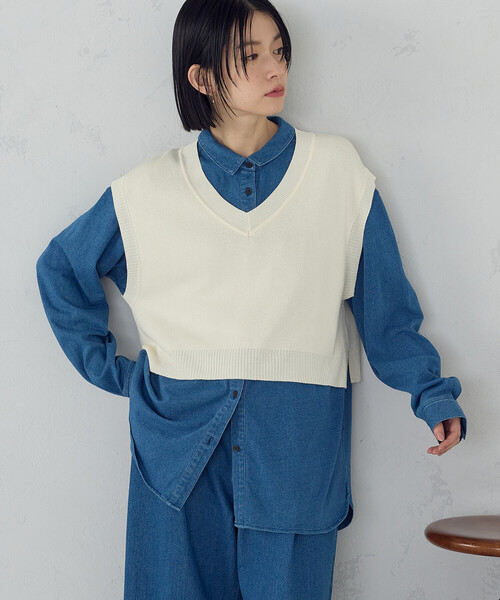COMME CA ISM（コムサイズム） ベスト ジレ Vネックニットベスト