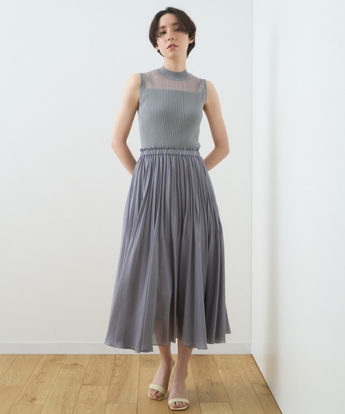 「ANAYI」 ドッキングワンピース 36 ライトブルー レディース_画像2