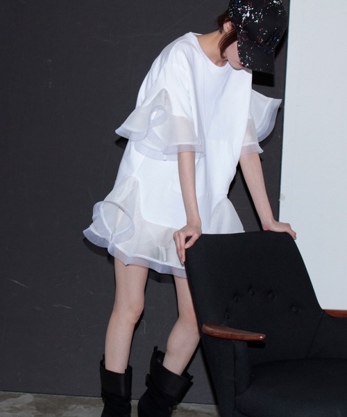 「FLUMOR」 スウェットカットソー 38 ホワイト レディース_画像2