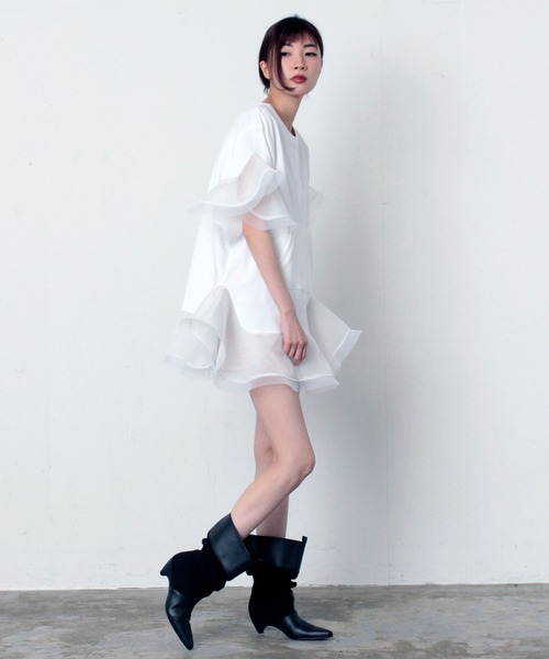 「FLUMOR」 スウェットカットソー 38 ホワイト レディース_画像4