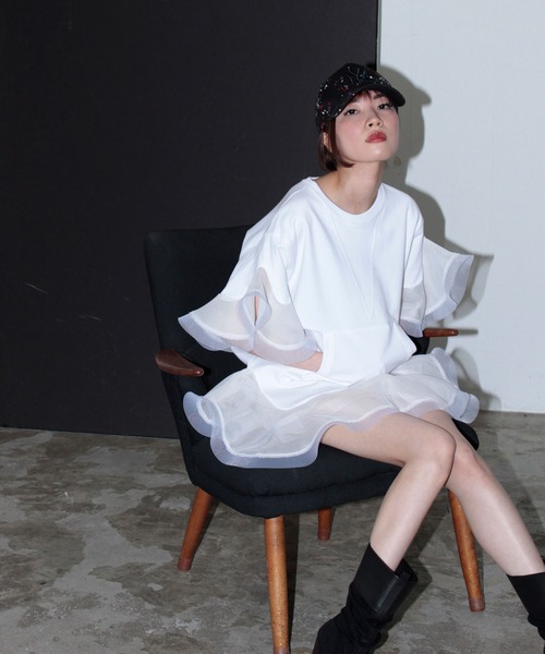 「FLUMOR」 スウェットカットソー 38 ホワイト レディース_画像9