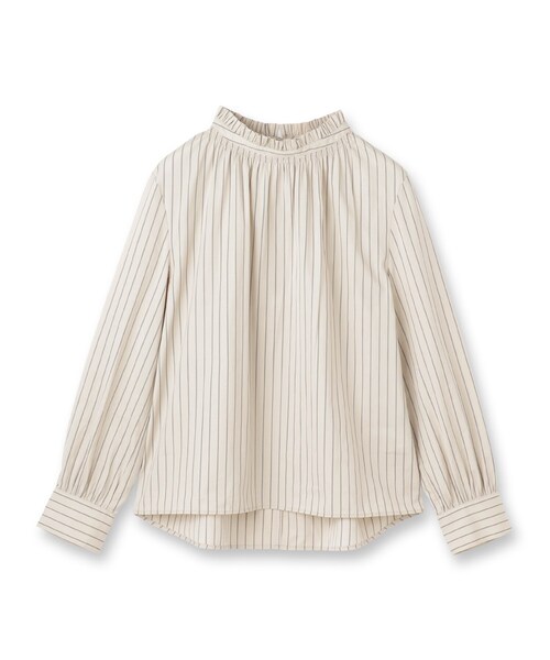 今季！新品タグ付き UNTITLED♡シャーリングブラウスM ストライプ 