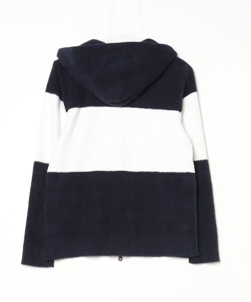 「SEAGREEN」 ボーダー柄ジップアップパーカー - ネイビー レディース_画像2