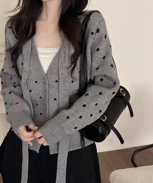 「LADY LIKE」 ニットカーディガン M グレー レディース_画像3
