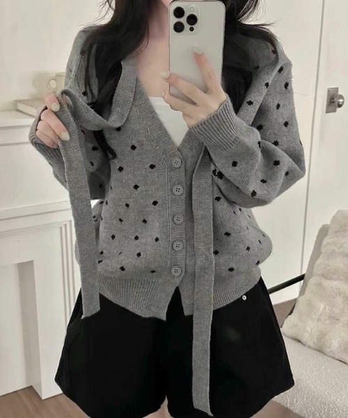 「LADY LIKE」 ニットカーディガン M グレー レディース_画像5