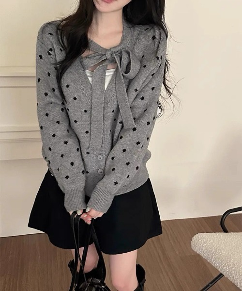 「LADY LIKE」 ニットカーディガン M グレー レディース_画像8