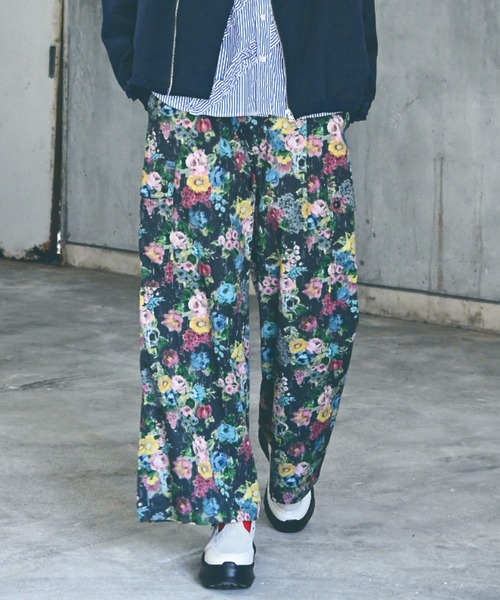 カーゴパンツ コットンリヨセルツイルTRACE　FLORALプリントカーゴパンツ レディースの画像
