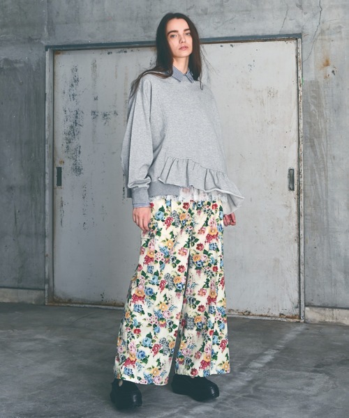 カーゴパンツ コットンリヨセルツイルTRACE　FLORALプリントカーゴパンツ レディースの画像
