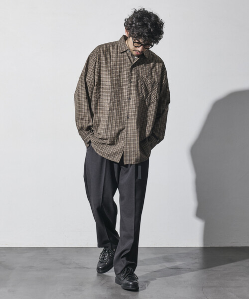 COMME des GARÇONS HOMMEピンチェックレギュラーカラーシャツ HINSON シャツ HINSON/ヒンソン シアサッカー レギュラーカラー ロング