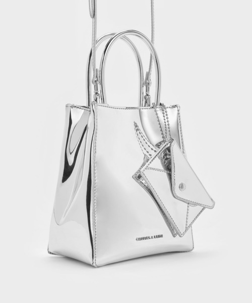 「CHARLES & KEITH」 2WAYバッグ S シルバー レディース
