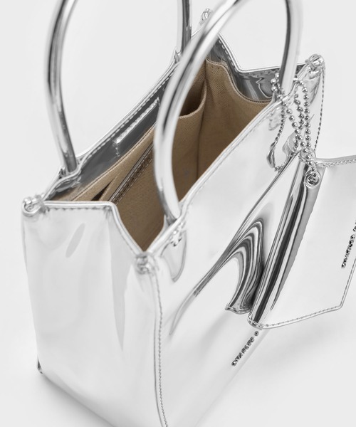 「CHARLES & KEITH」 2WAYバッグ S シルバー レディース