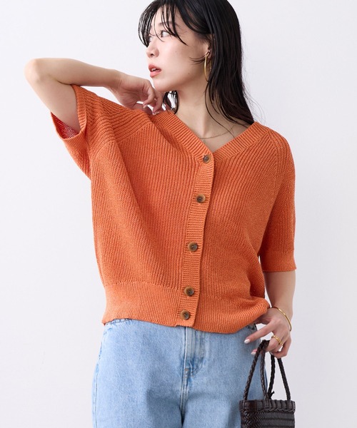 【新品】MICA&DEAL ペーパーヤーンカーディガン MICA&DEAL（マイカアンドディール） ニット セーター ペーパーヤーン