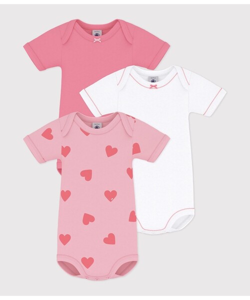 PETIT BATEAU（プチバトー） ベビー服 ロンパース ハートプリント半袖