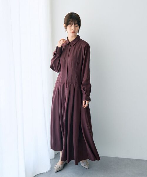 YECCA VECCA（イェッカヴェッカ） シャツワンピース FREE ボルドー 