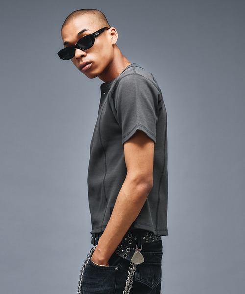 ANDER HUNK ヘンリーネック tシャツ Slim Fit Henry neck Rib T-shirt
