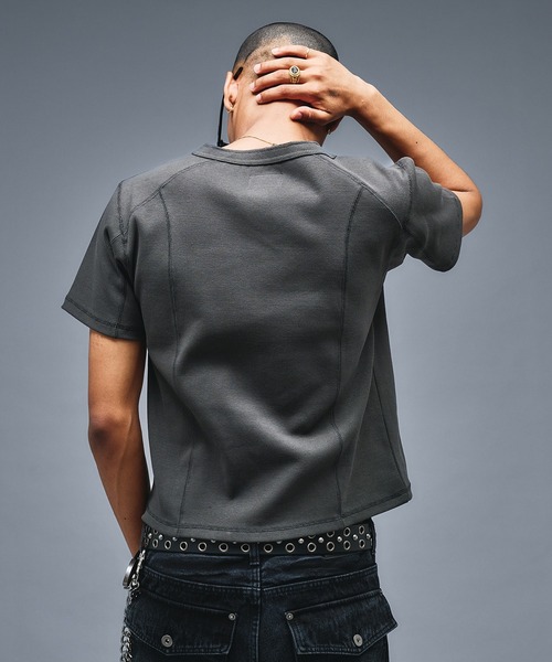 ANDER HUNK ヘンリーネック tシャツ Slim Fit Henry neck Rib T-shirt