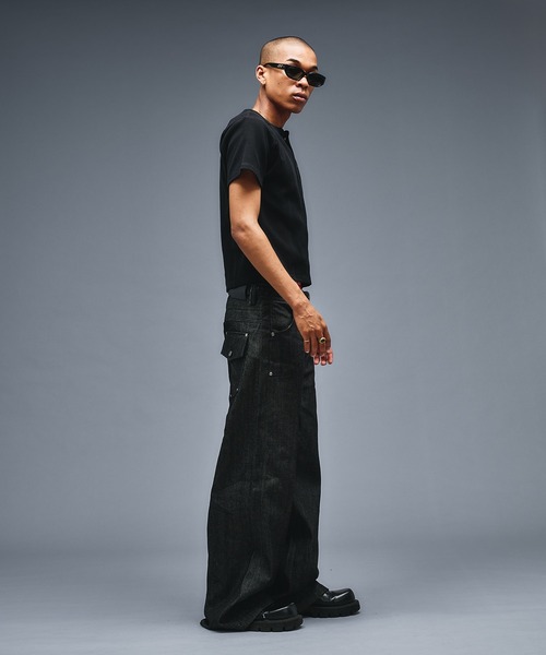 ANDER HUNK ヘンリーネック tシャツ Slim Fit Henry neck Rib T-shirt