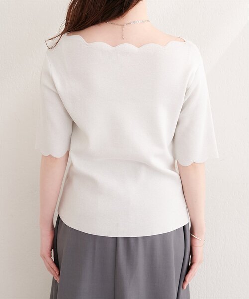 カーディガン スカラップラメ５分袖ニット レディース | natural couture | 10