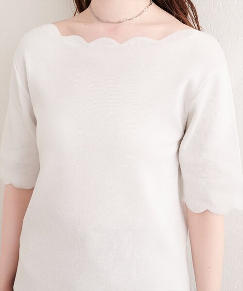 カーディガン スカラップラメ５分袖ニット レディース | natural couture | 11