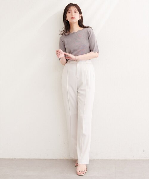 カーディガン スカラップラメ５分袖ニット レディース | natural couture | 23