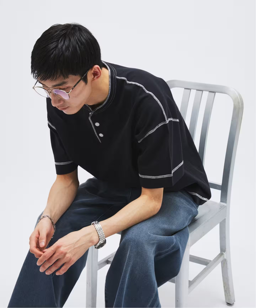 Healthknit（ヘルスニット） ヘンリーネック tシャツ 別注 ヘンリー