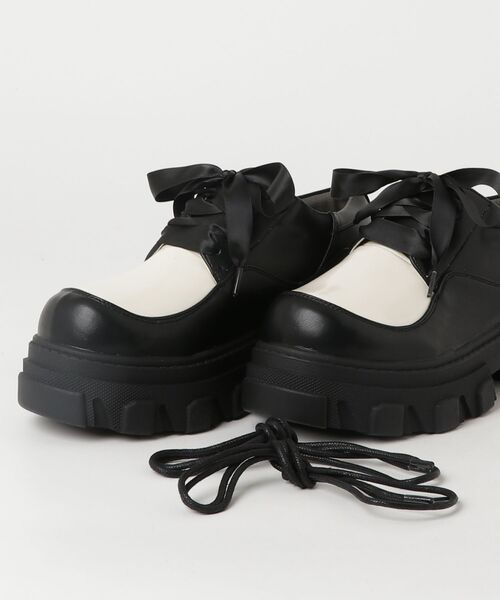 「JEANASIS」 シューズ MEDIUM ブラック×ホワイト レディース_画像4