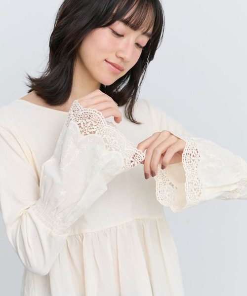 Samansa Mos2（サマンサモスモス） tシャツ 裾袖スカラップレース