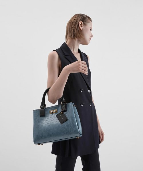 CHARLES ＆ KEITH トートバッグ クロックエフェクト ラージ